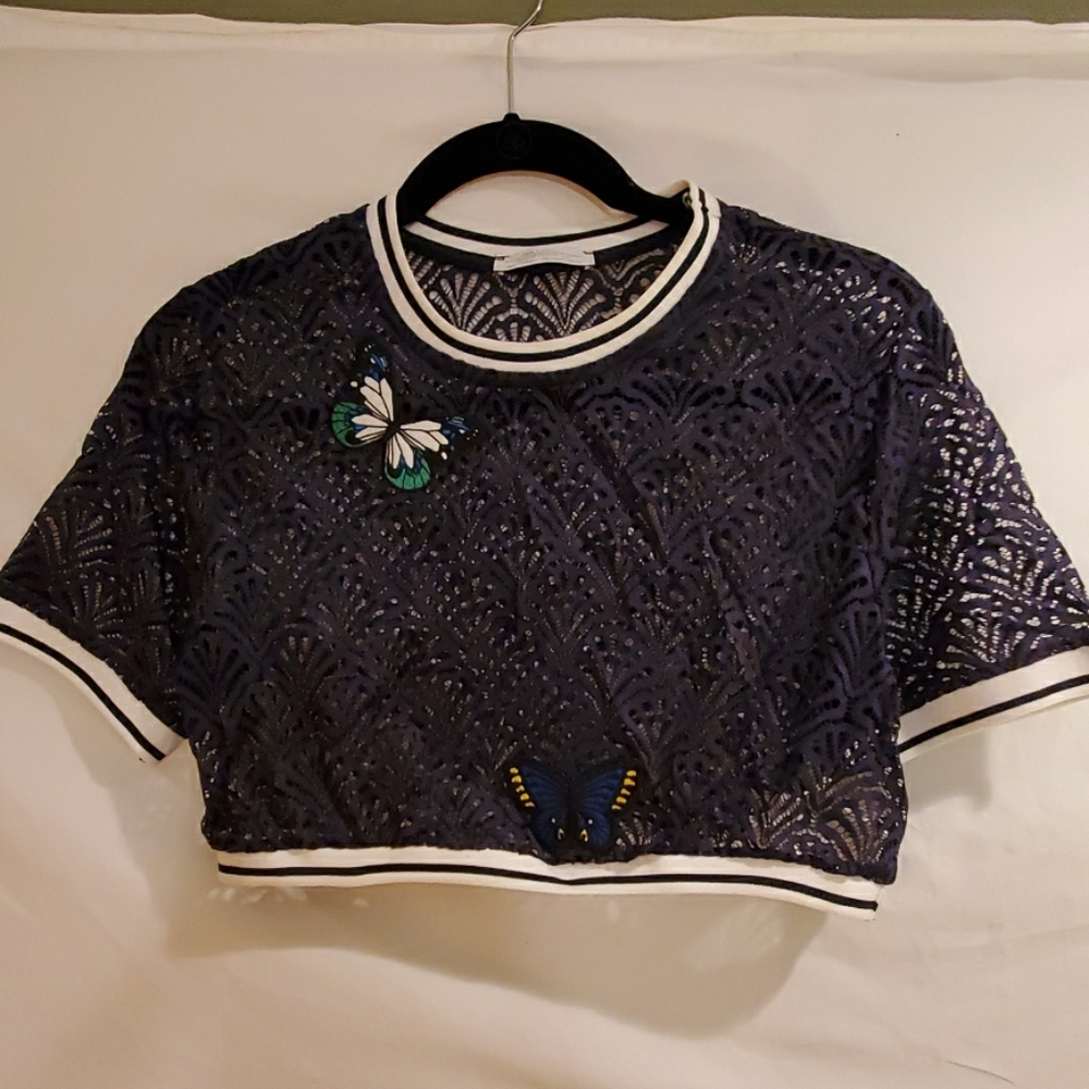BRAND NEW ROYAL BLUE LACE CROP TOP ZARA COLLECTORS